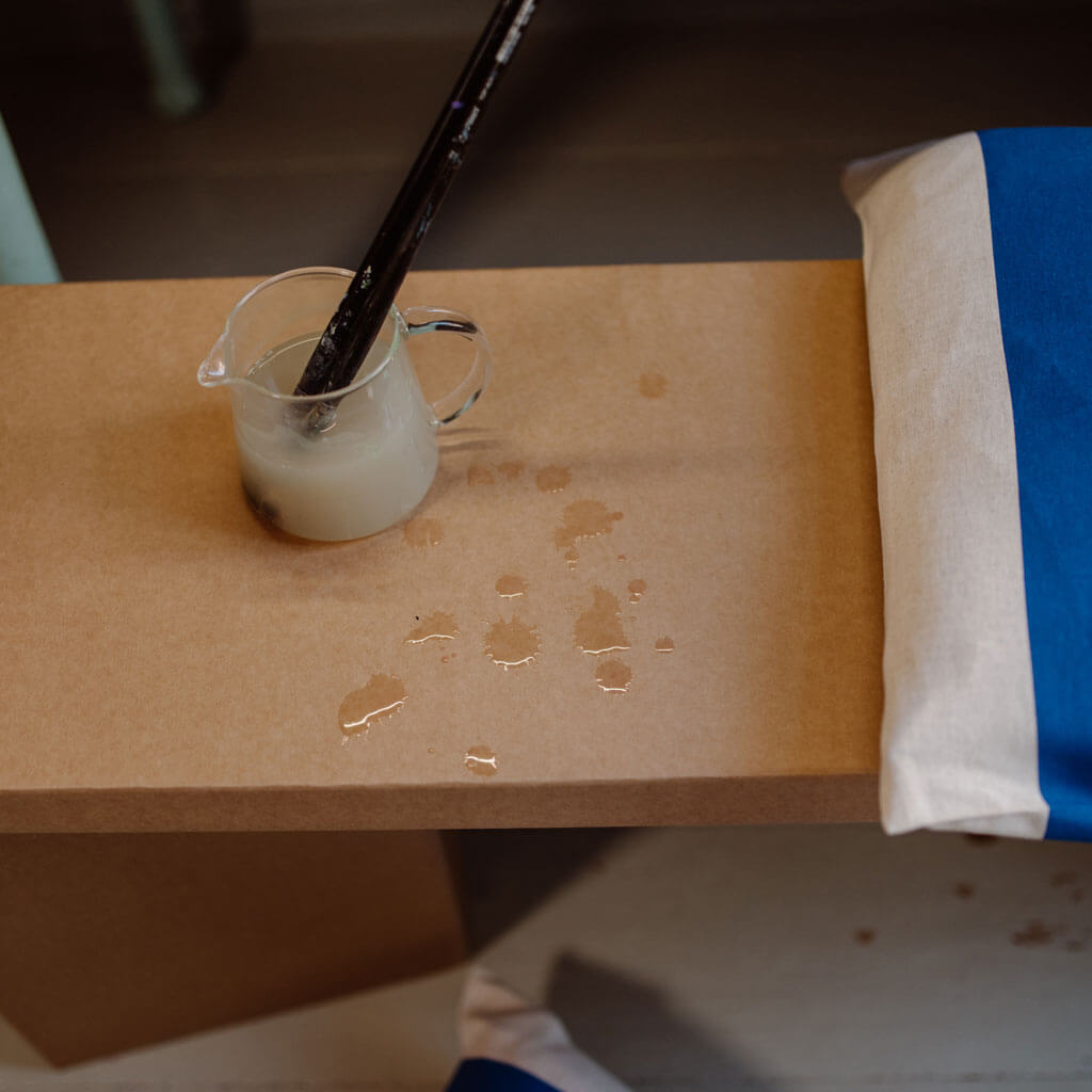 sustainable cardboard bench with water