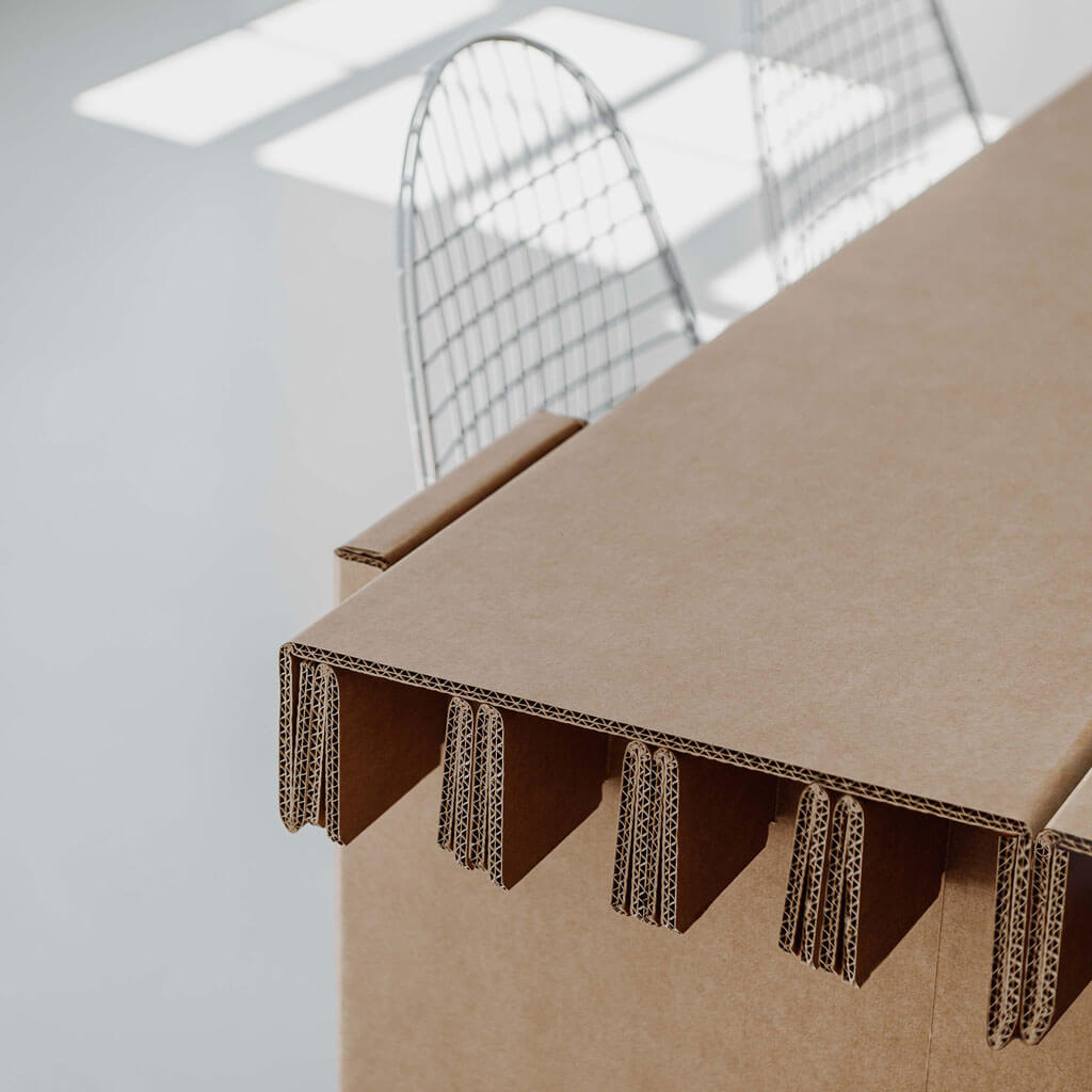 RIAB GRID table single in natural cardboard close up