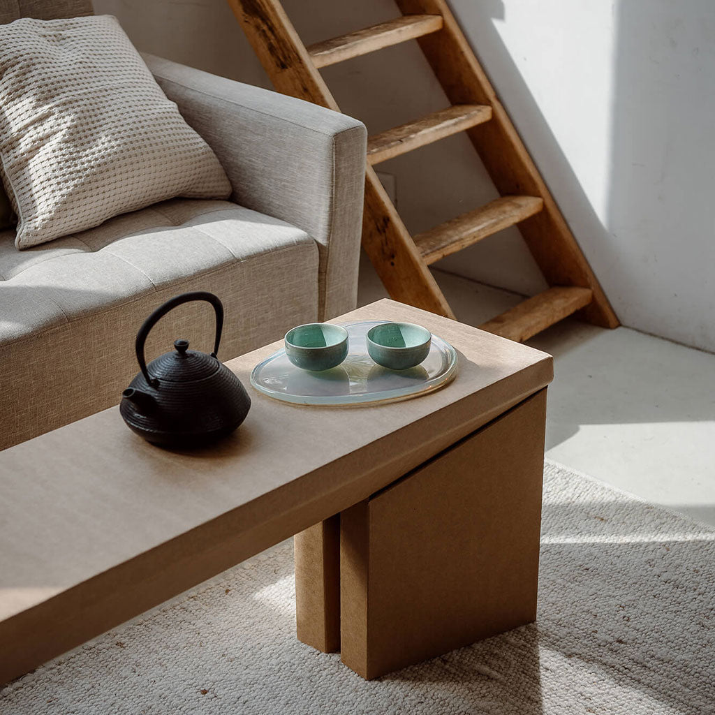 ROOM IN A BOX bench used as coffee table