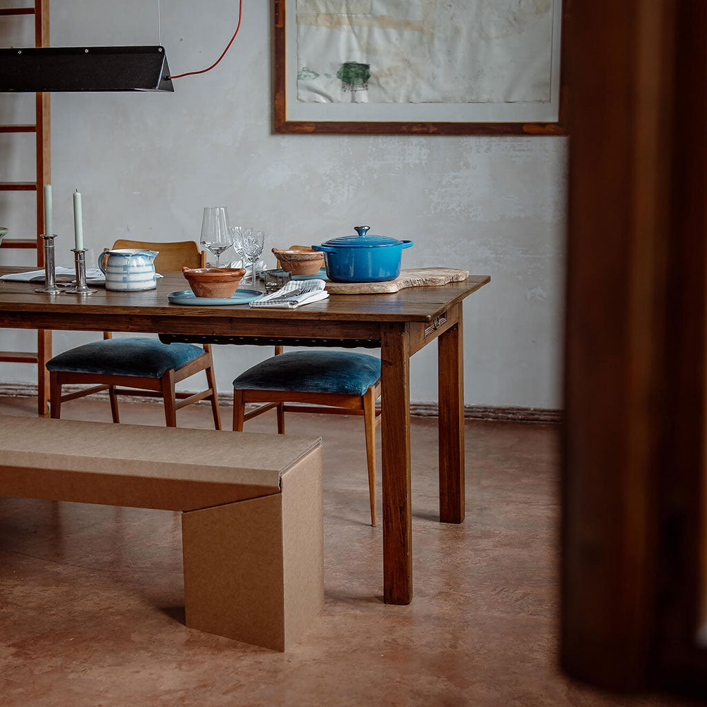 ROOM IN A BOX bench used at dining table