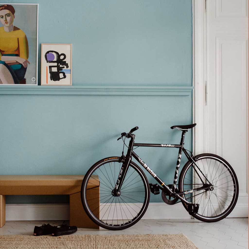 sustainable cardboard bench in hallway
