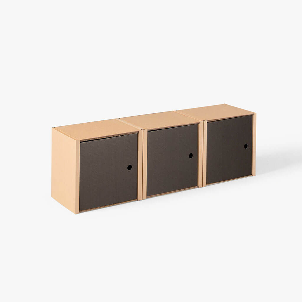 ROOM IN A BOX modular shelving system shelf 1x3 with black doors