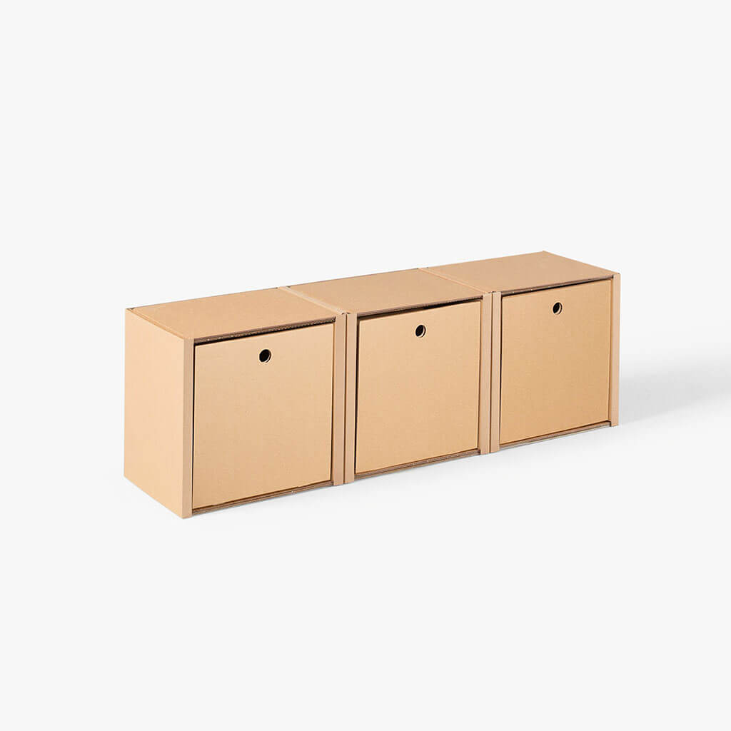 ROOM IN A BOX modular shelving system shelf 1x3 with natural drawers