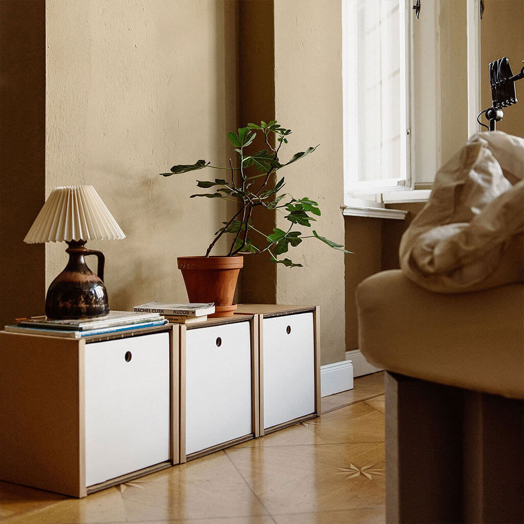 ROOM IN A BOX modular shelving system shelf 1x3 with white drawers