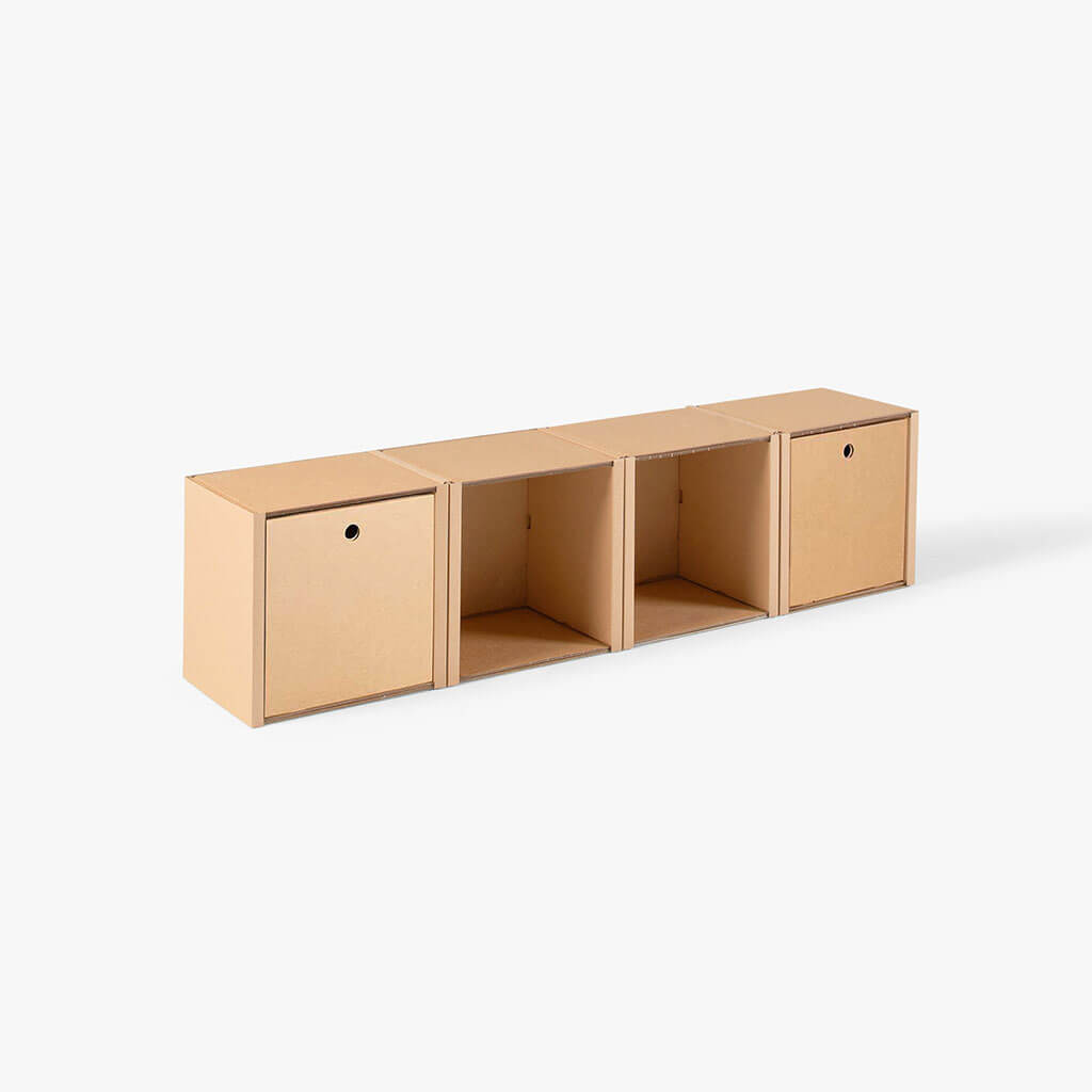 ROOM IN A BOX modular shelving system shelf 1x4 with 2 natural drawers