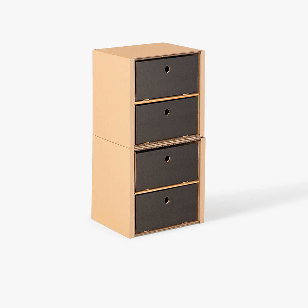 ROOM IN A BOX modular shelving system shelf 2x1 with 2 black double drawers