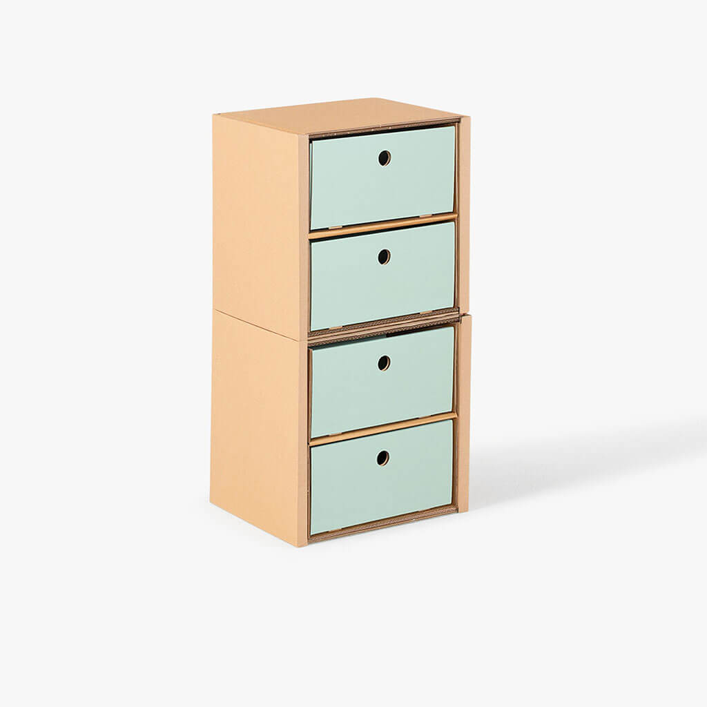 ROOM IN A BOX modular shelving system shelf 2x1 with 2 sage double drawers