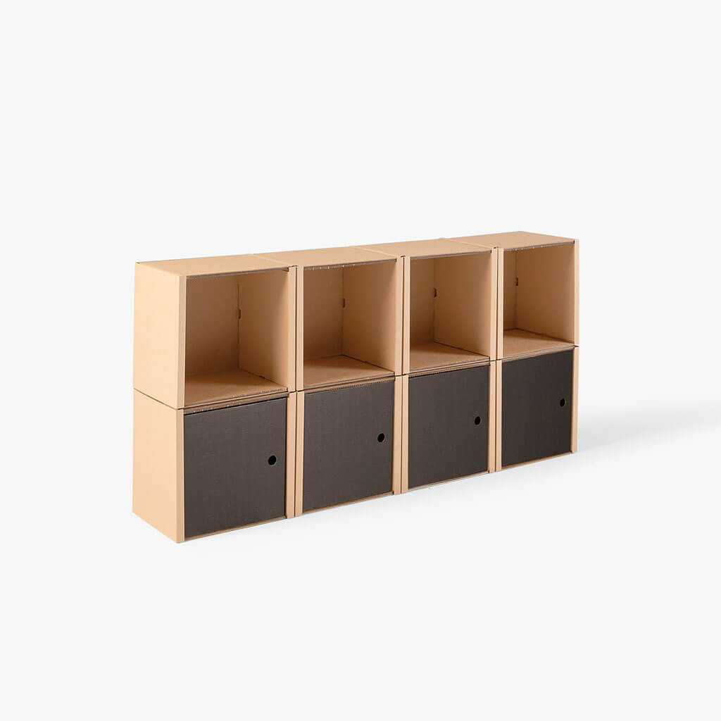 ROOM IN A BOX modular shelving system shelf 2x4 with 4 black doors
