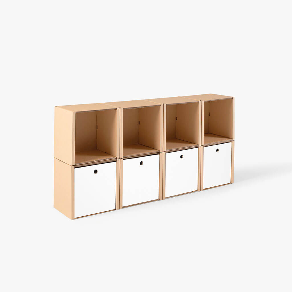 ROOM IN A BOX modular shelving system shelf 2x4 with 4 drawers white