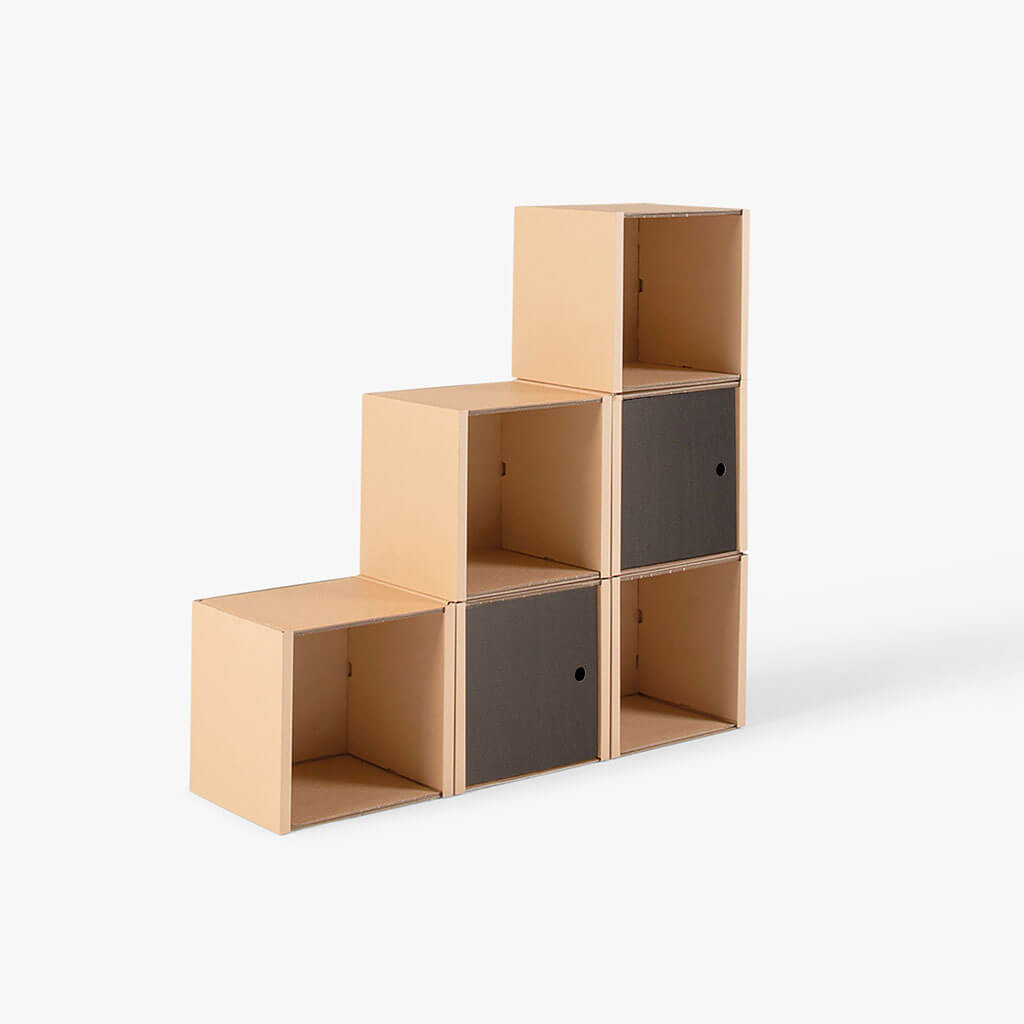 ROOM IN A BOX modular shelving system stair shelf small with 2 doors black