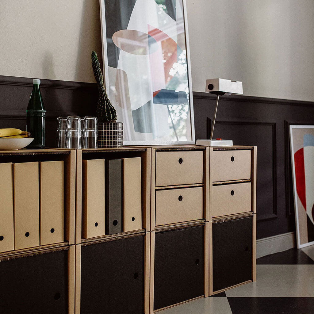 ROOM IN A BOX modular shelving system double drawer natural