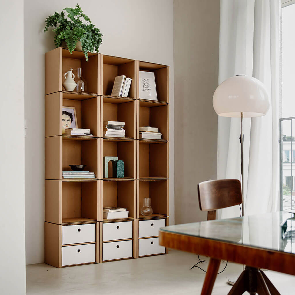 ROOM IN A BOX modular shelving system with double drawers white
