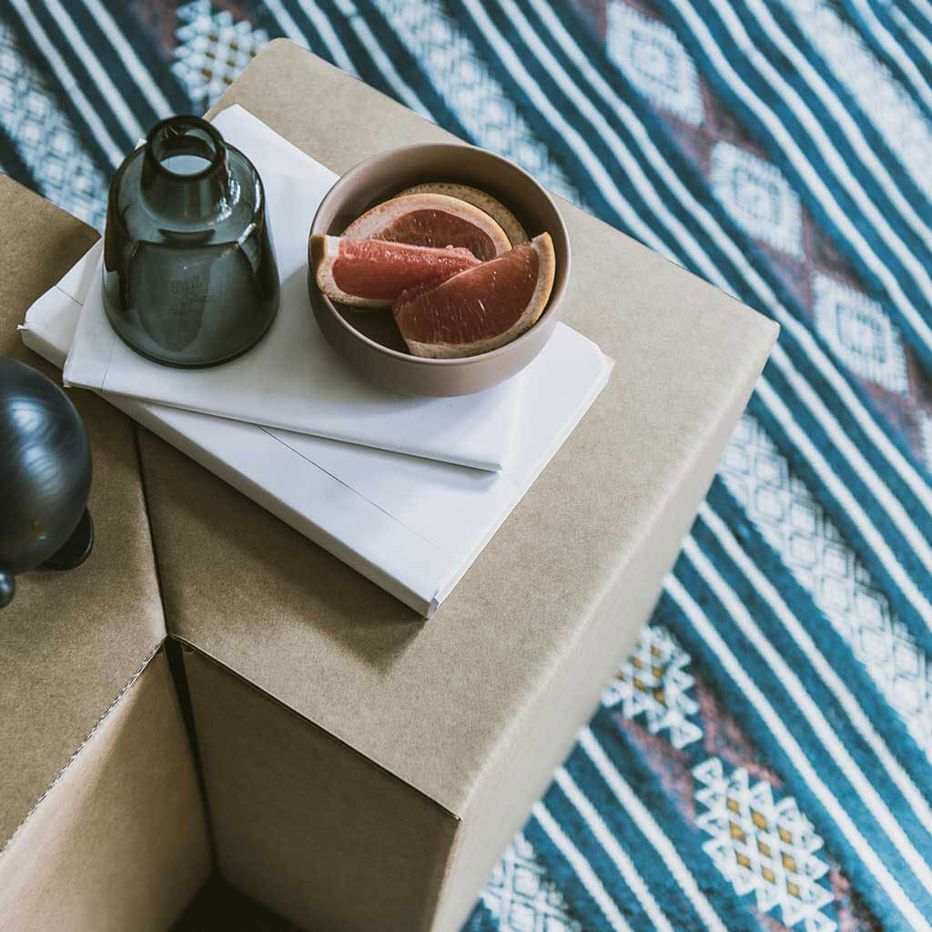 RIAB cardboard stool as coffee table